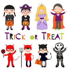 Cute colorful Halloween kids set