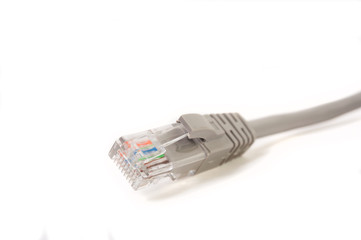 LAN cable / cord, CAT5E with RJ45 head for computer network connecting isolated on white background