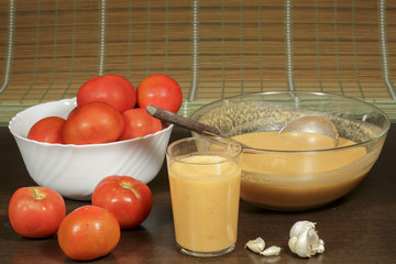 Traditional andalusian gazpacho, cold tomato soup