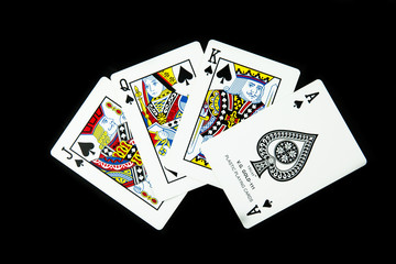 Playing Cards in Black Background