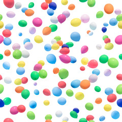 seamless, colorful, flying, wet balloons background, isolated on absolute white