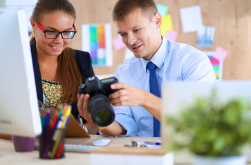 Obraz premium Fashion designers working in studio