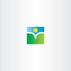 natural book and sun landscape logo