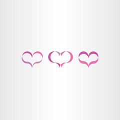 purple heart icons set vector love symbol