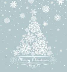 Obraz na płótnie Canvas Xmas greeting with paper snowflakes design
