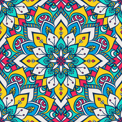 Ethnic floral seamless pattern