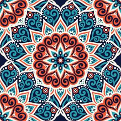 Ethnic floral seamless pattern
