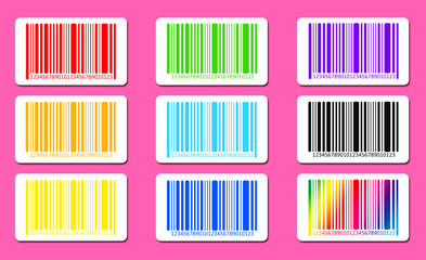 Bright bar codes on pink background. Vector image