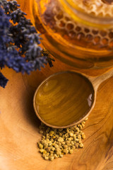 Lavender honey with bee pollen and honey comb