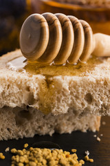 Bread and jar of lavender honey