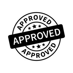 Approved stamp, label, sticker or stick flat icon