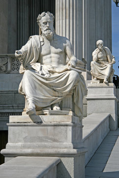 Greek philosopher Xenofones statue of Austrian Parliament Building, Vienna, Austria