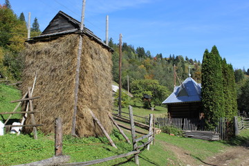 haystack in the village yard