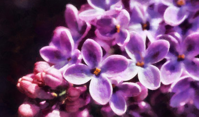 Naklejka na ściany i meble Lilac flowers painting