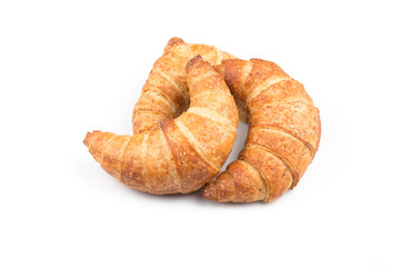 Croissant over white background