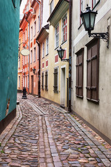 Alley in the old town of Riga, Latvia.