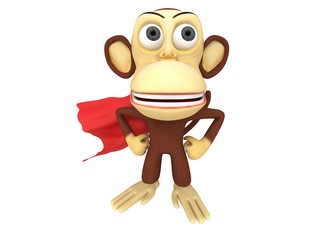 Fototapeta premium 3d superhero monkey with arms akimbo