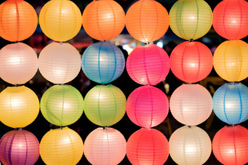arrange of colorful chinese lantern