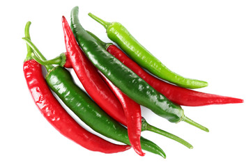 Hot peppers isolated on white