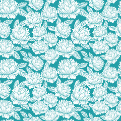 vector seamless pattern with beautiful flower peones and roses 