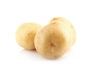 Young potatoes isolated on white