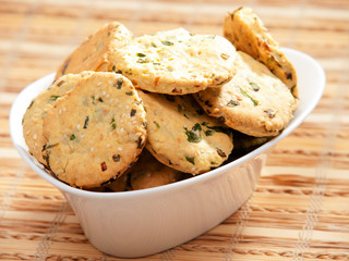 Salty cookies with herbs