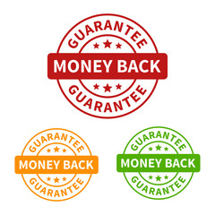Money back guarantee seal or stamp flat icon