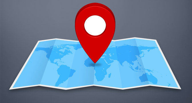 Pin Map Icon on A Blue Map