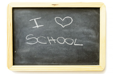 i love school written with chalk on blackboard