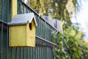 weathered birdhouse