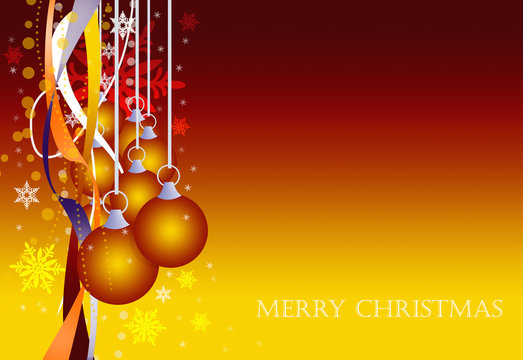 Christmas theme with gold orange glass balls