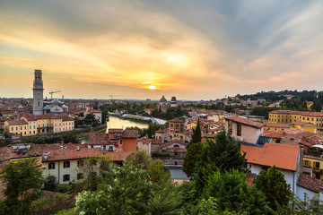 Naklejka na ściany i meble Verona at sunset in Italy