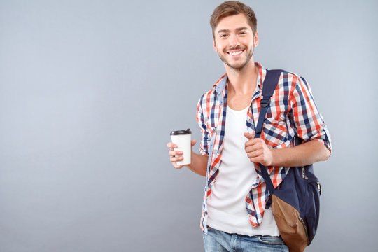 Upbeat Student Drinking Coffee