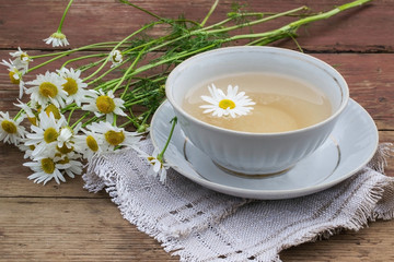 Fresh herbal tea with chamomile