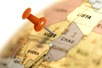 Location Niger. Red pin on the map. - obrazy, fototapety, plakaty