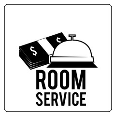 room service illustration over color background