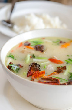 Thai chicken soup in coconut milk