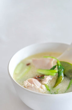 Thai chicken soup in coconut milk