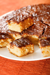 Homemade cake with chocolate glaze