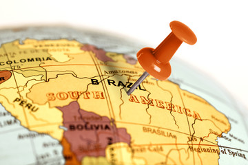 Location Brazil. Red pin on the map. - 90205487