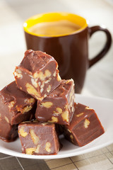 Homemade chocolate with walnuts