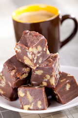 Homemade chocolate with walnuts