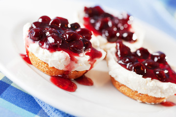 Mini cheese cakes with cranberries