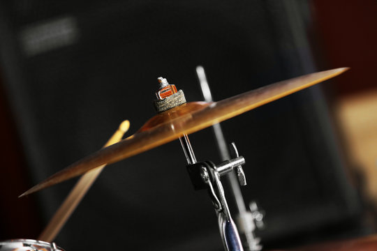Drum set with focus on hi-hat cymbal