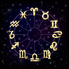 Obraz na płótnie Canvas Zodiac circle with horoscope signs