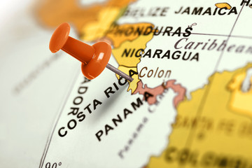 Location Costa Rica. Red pin on the map.