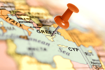 Location Greece. Red pin on the map.