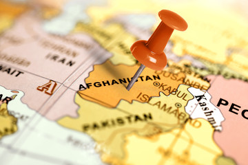 Location Afghanistan. Red pin on the map.