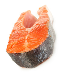 Piece of red fish isolated on white