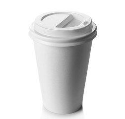 Paper cup of coffee isolated on white